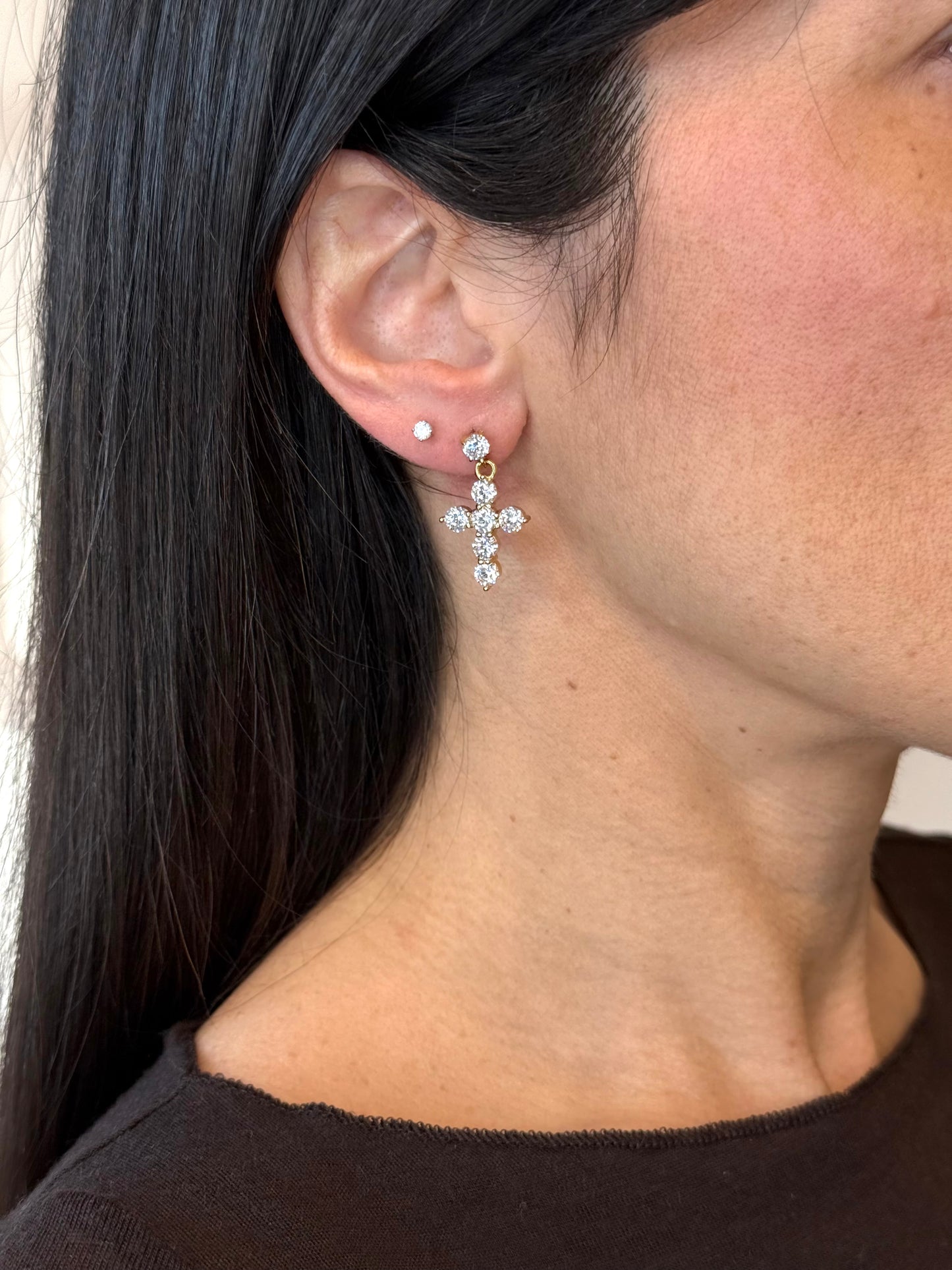 Orecchini croce strass