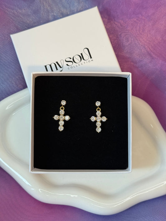 Orecchini croce strass