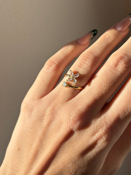 Anello Fiore Strass
